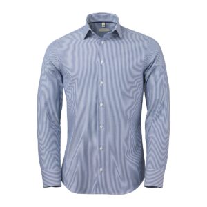 OM03 Blue/white stribet stretch twill