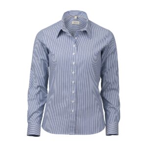 OM03 Blue/White stribet stretch twill