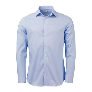 OM04 Light blue/white stribet fine oxford