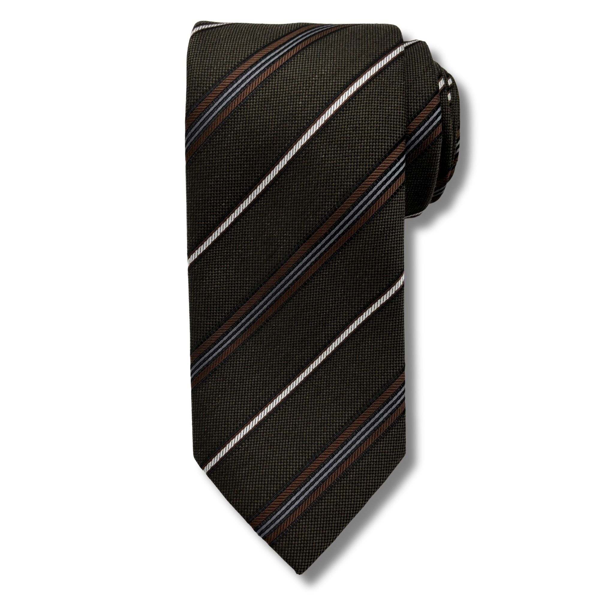 M0008 Grøn/mocca stribet slips