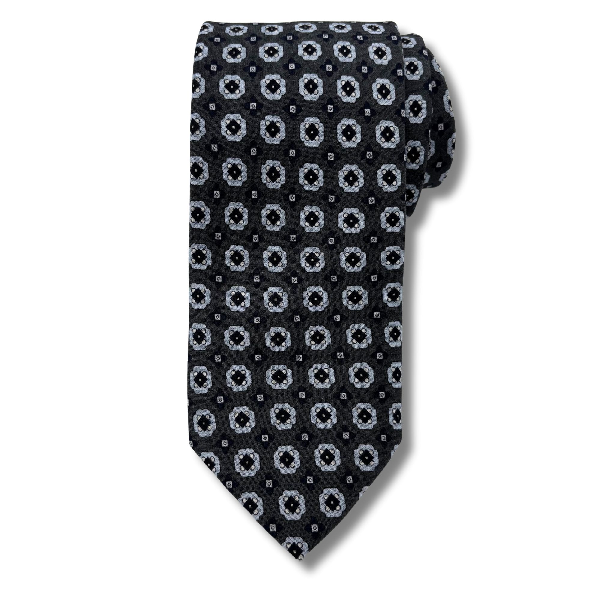 M0021 Grå/navy Mønstret slips