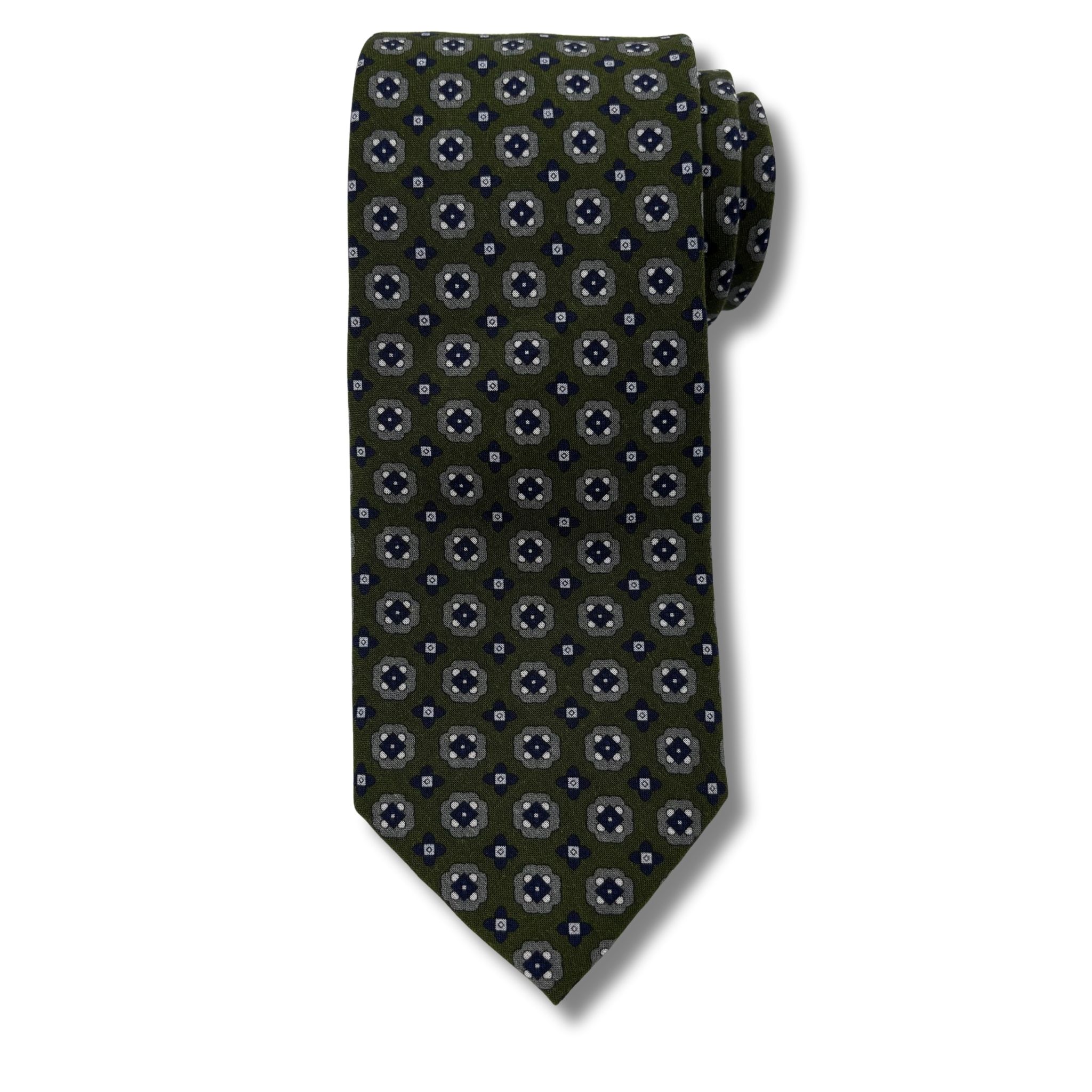 M0022 Grøn/navy Mønstret slips