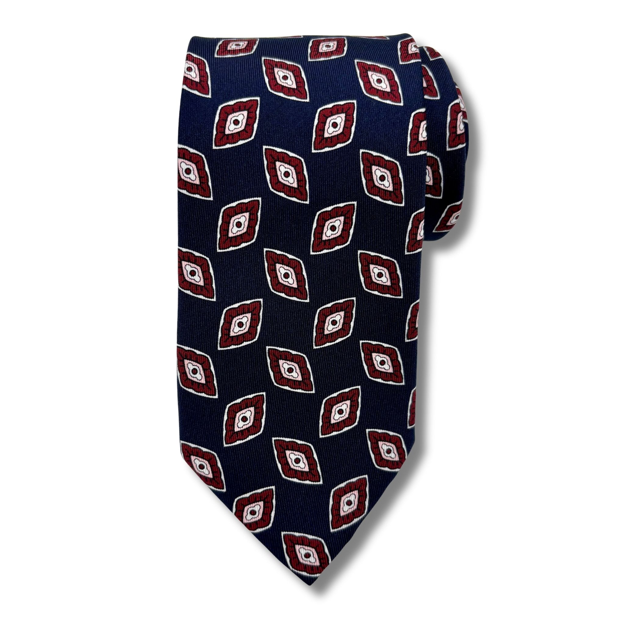 S0004 Navy/Vin Mønstret slips