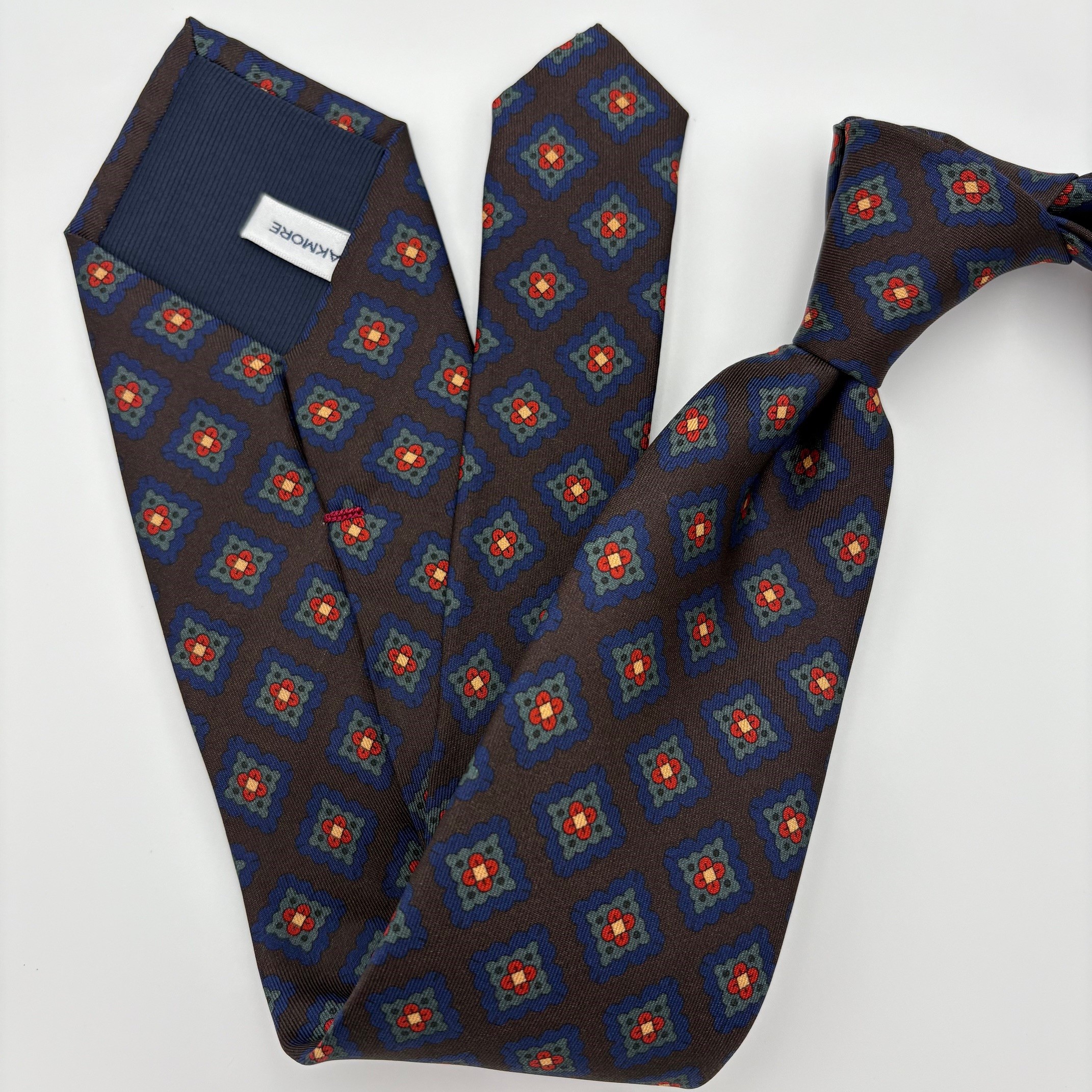 S0007 Mocca/Navy Mønstret slips