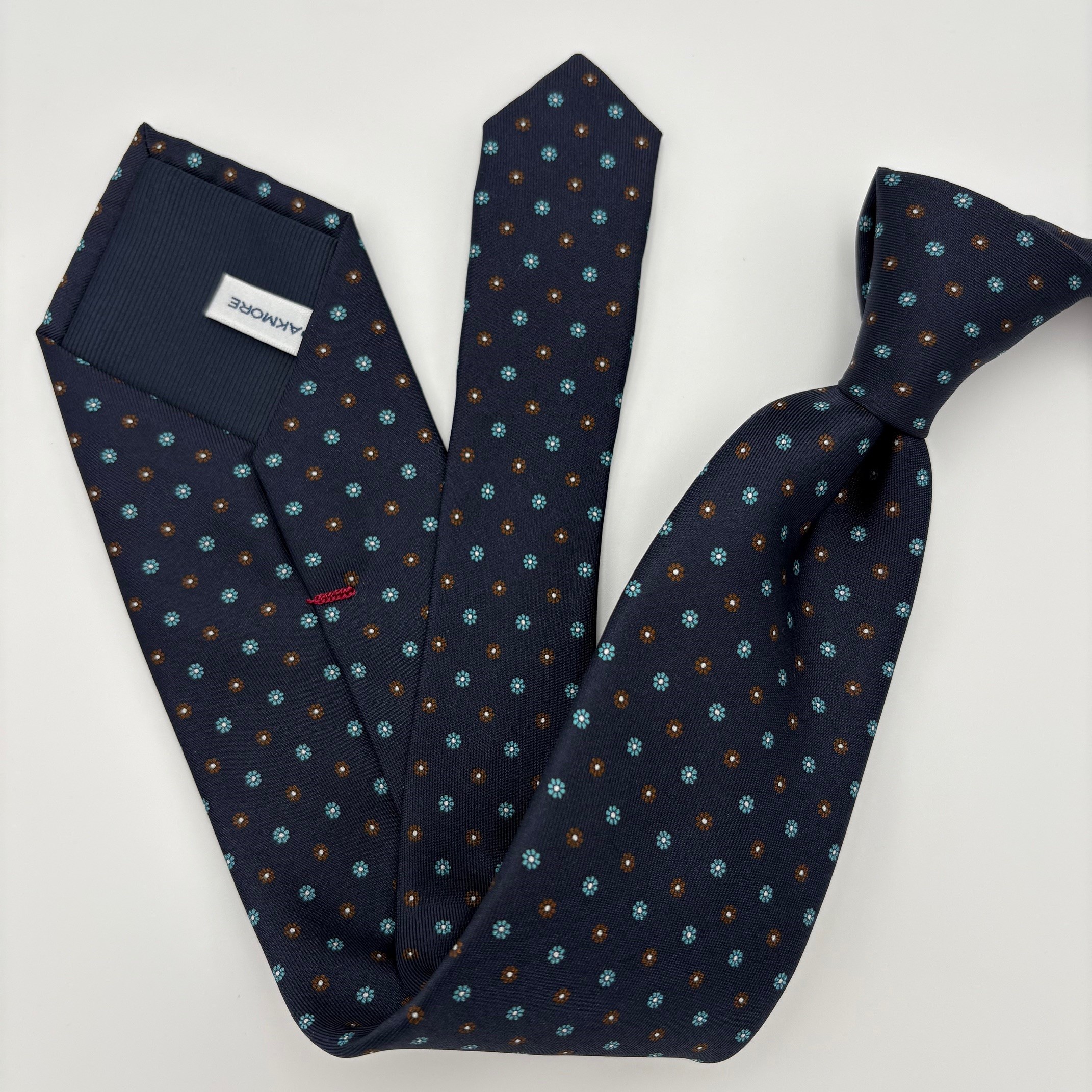 S0008 Navy/Mocca Mønstret slips