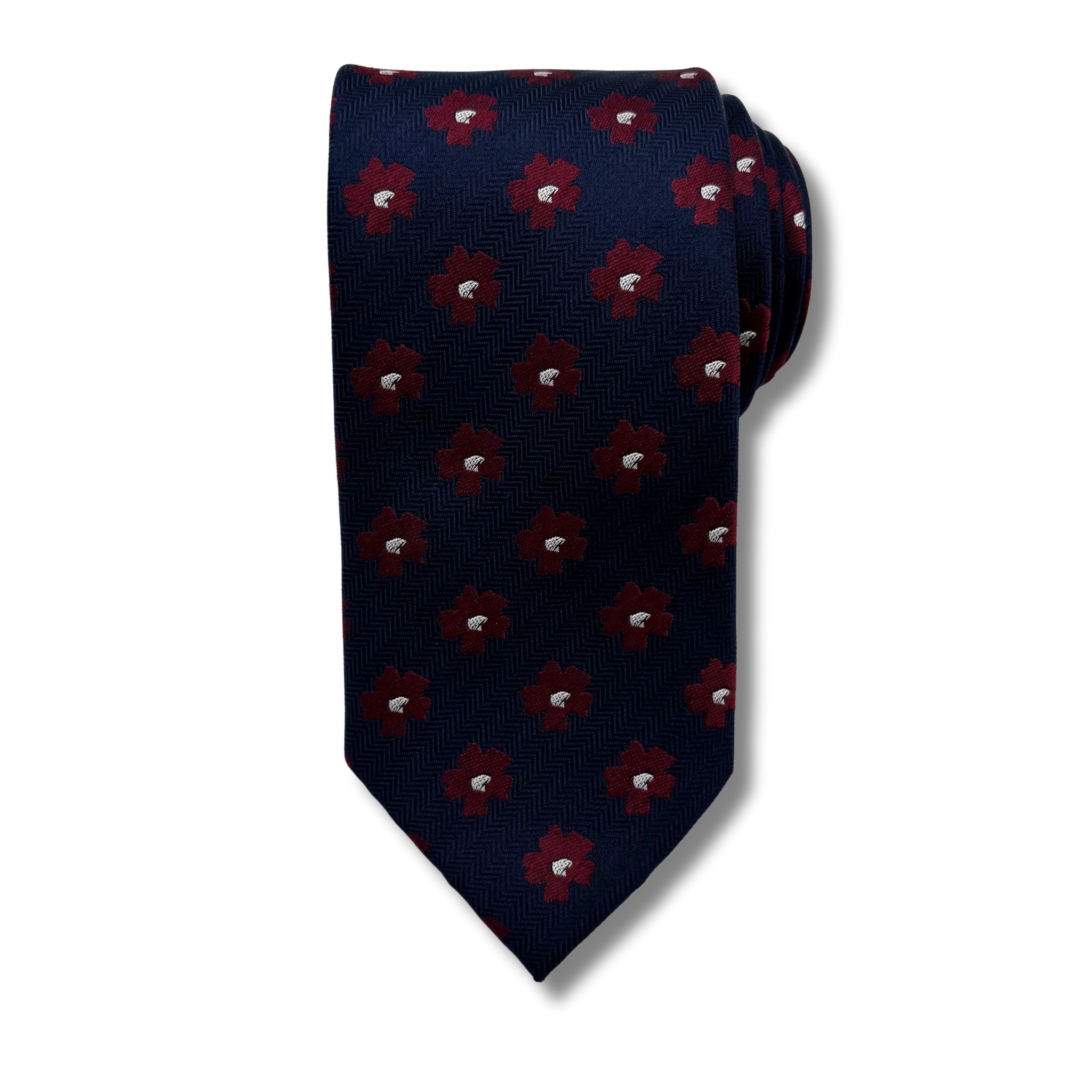 S0022 Navy/vin blomstret slips