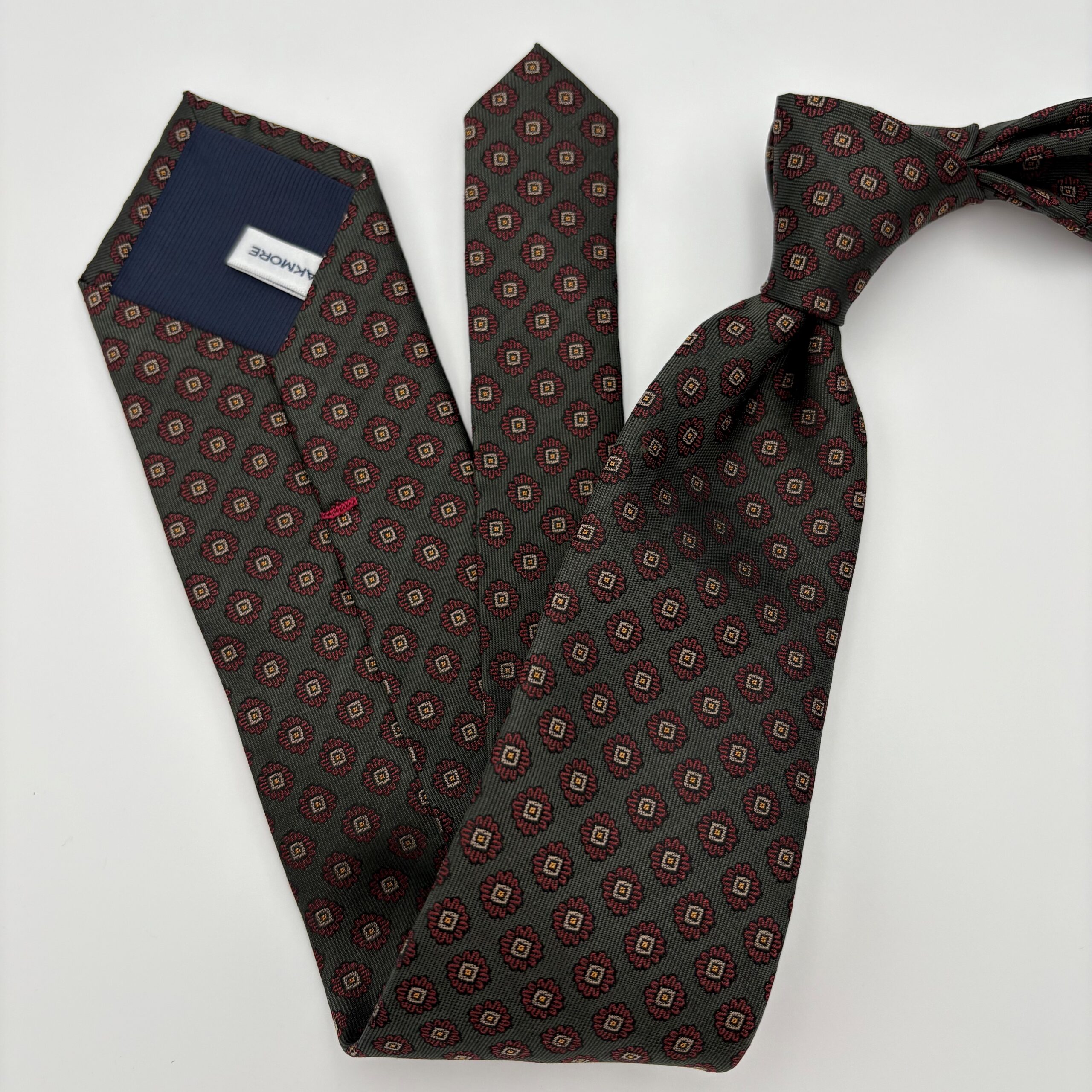 S0034 Grøn/vin mønstret slips