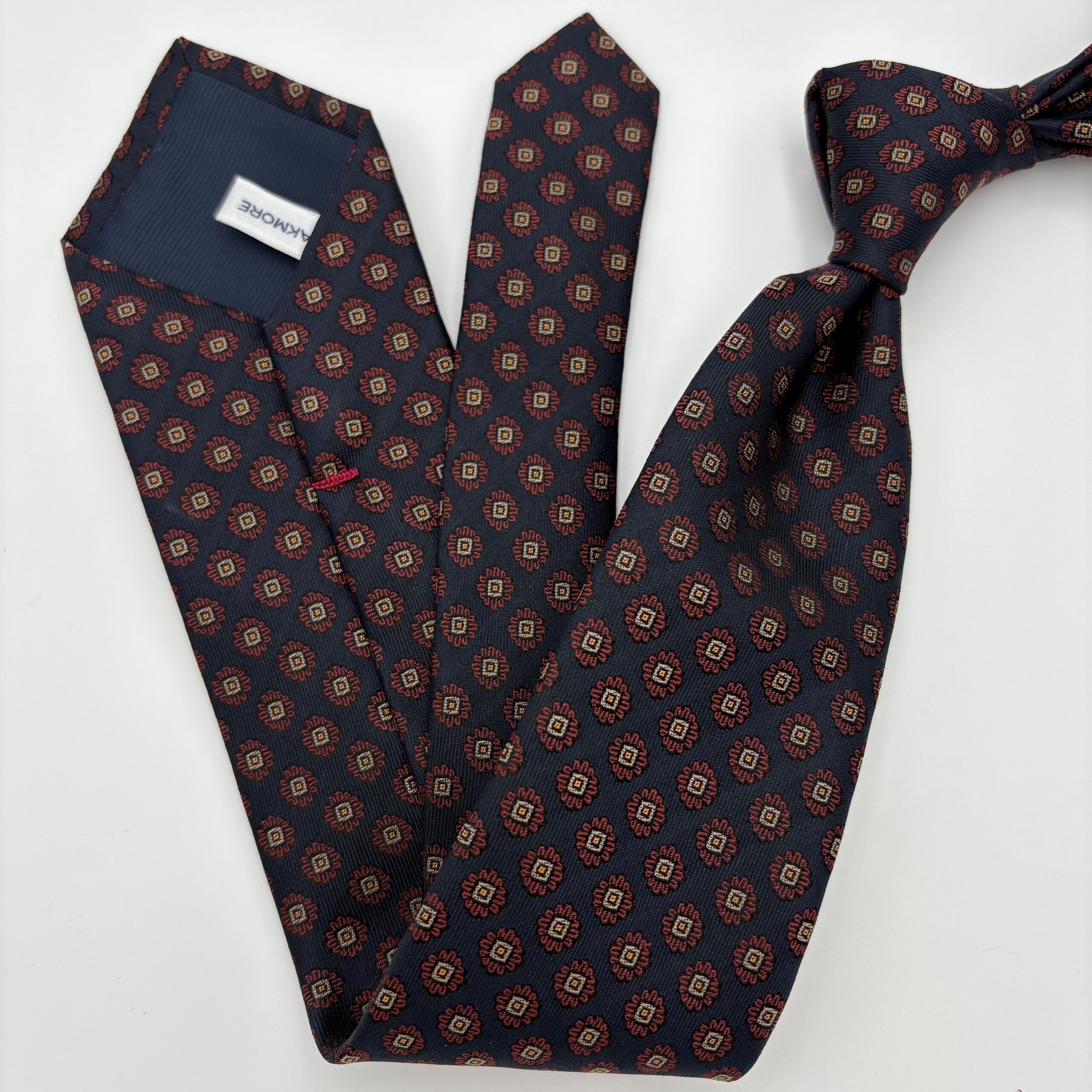 S0035 Navy/vin mønstret slips