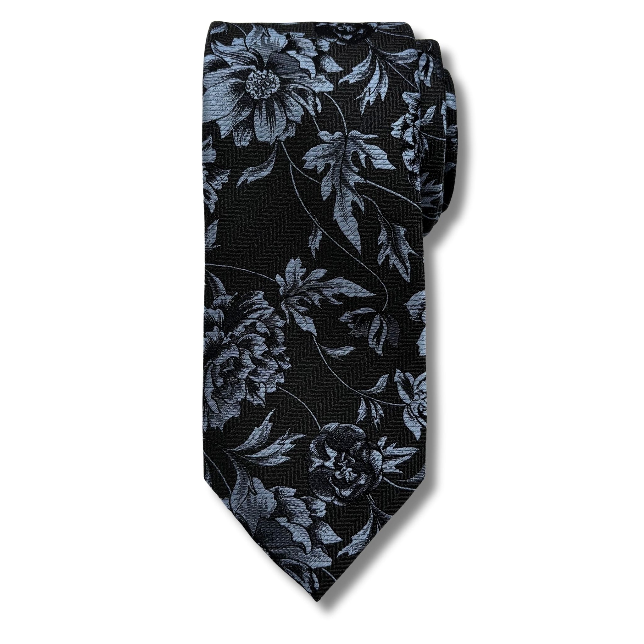 S0037 Grå blomstret slips