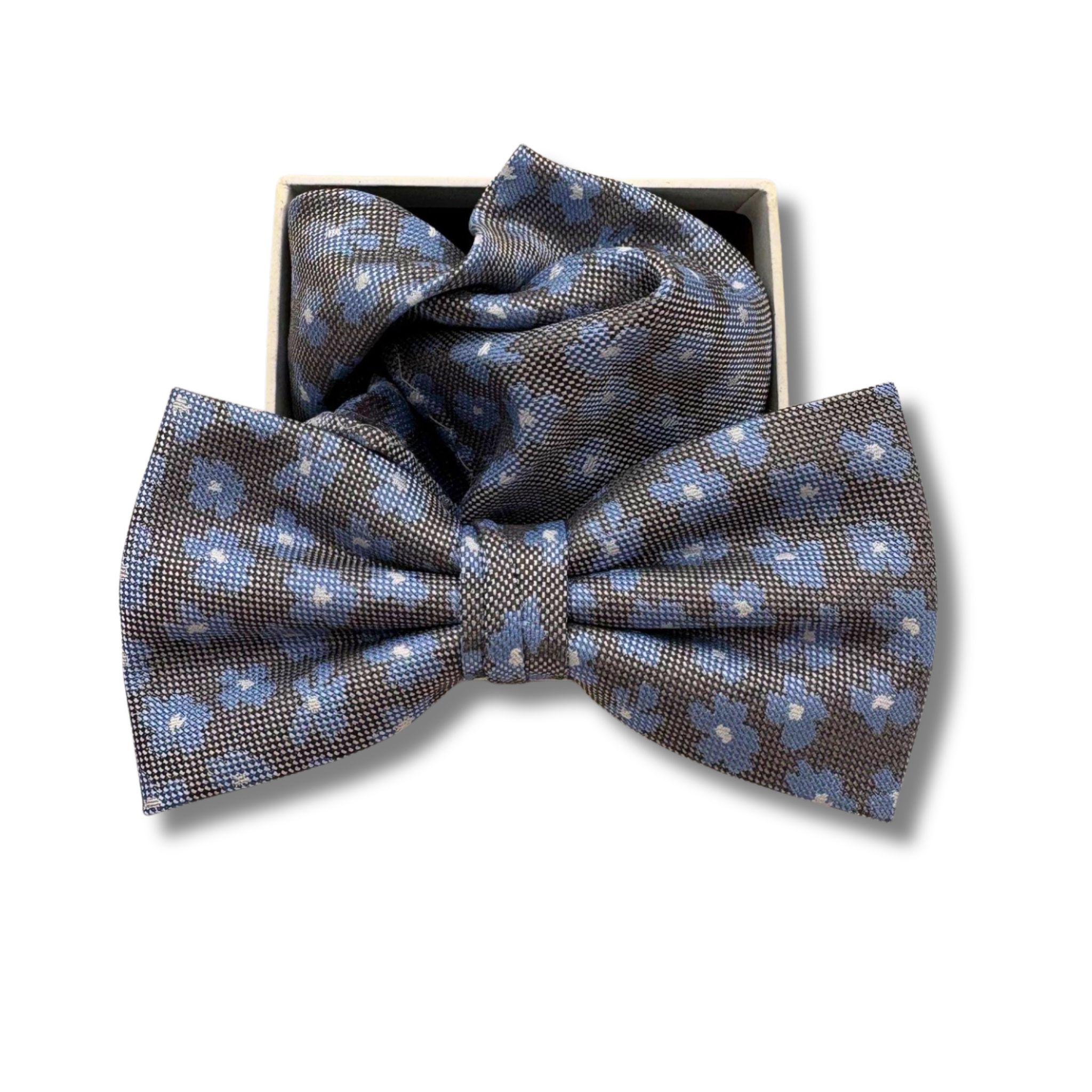 B0032 Grå/Blå Mønstret Butterfly