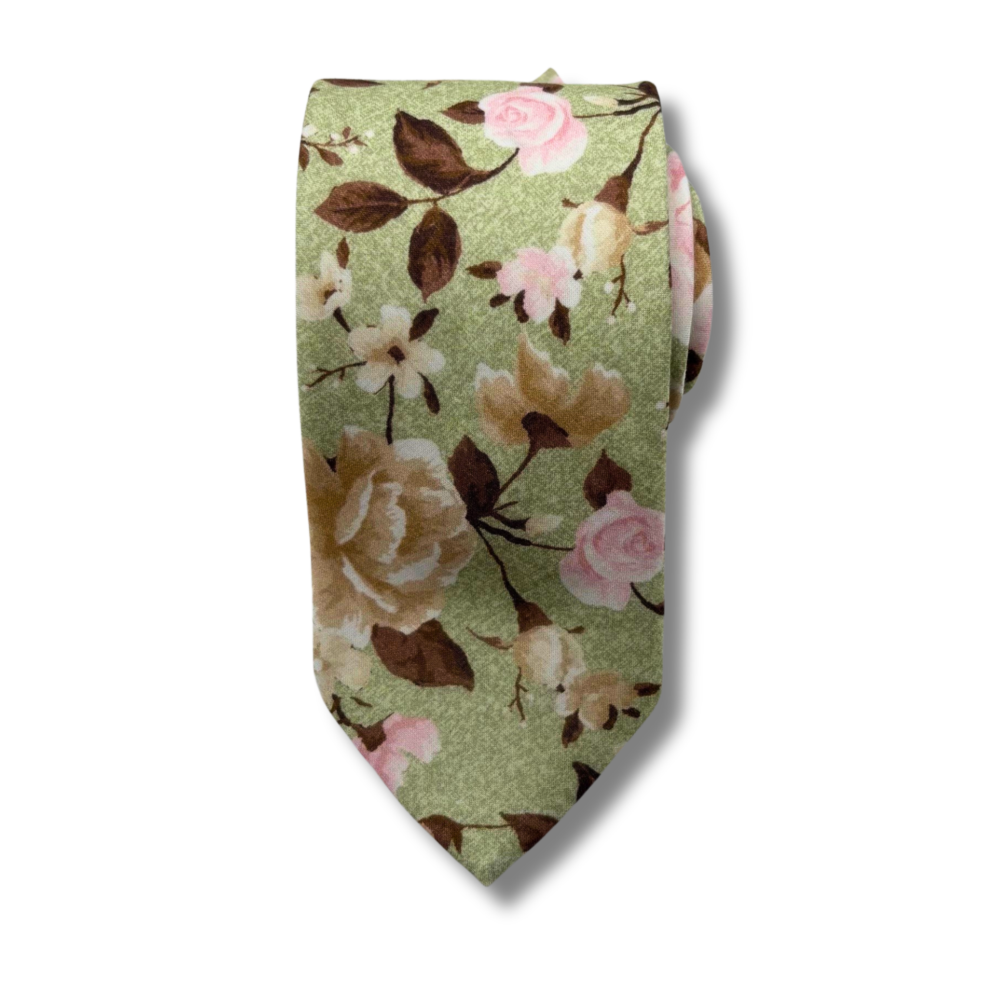 M0032 Lysgrøn Blomstret Slips